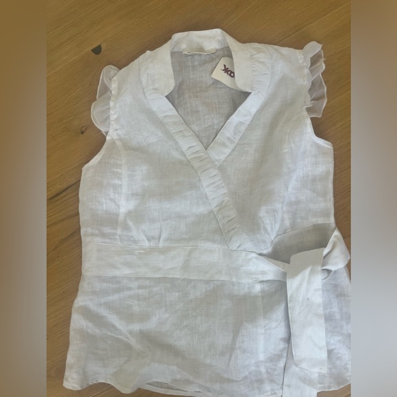 Susan Bristol linen ruffle top medium new - Picture 1 of 2